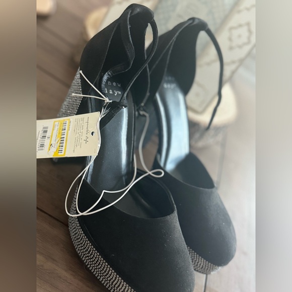 NWT Women's Noir Rhinestone Platform Heels - A New Day Jet Black 9 - Picture 9 of 9